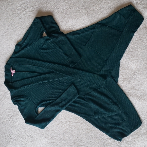 Candies Knit Open Front Cardigan Green Black XS - Picture 2 of 10